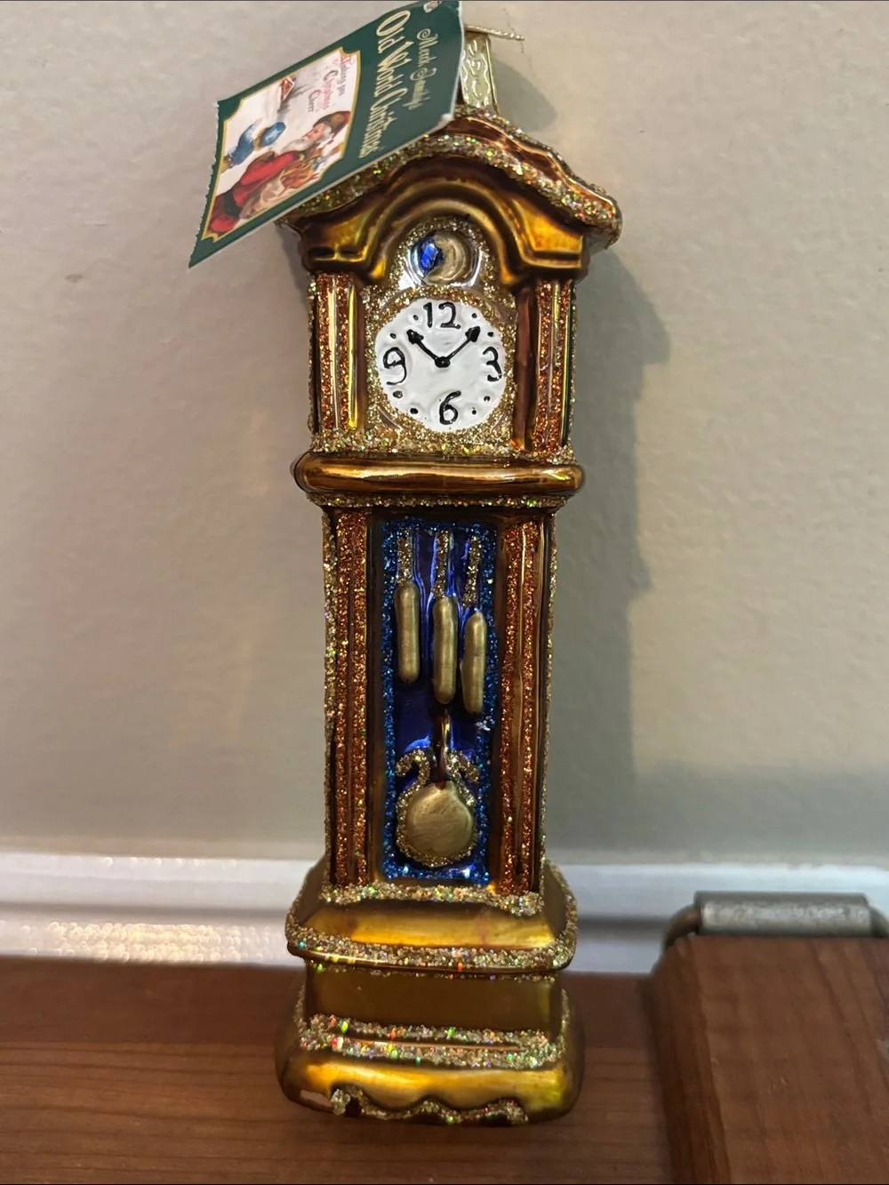 NEW Old World Christmas Grandfather Clock Glass Ornament 32034 Merck Family NWT
